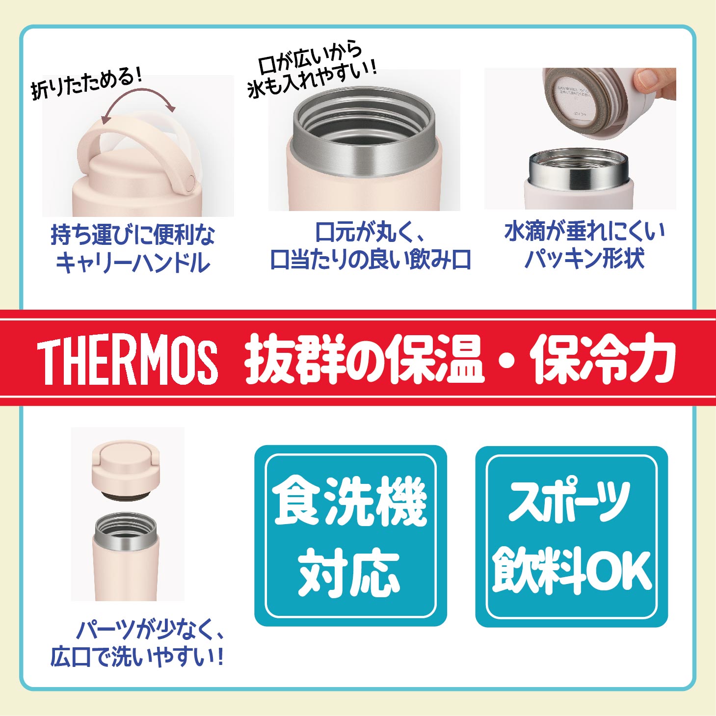【simple line】  THERMOS ハンドル付き キャリータンブラー420ml