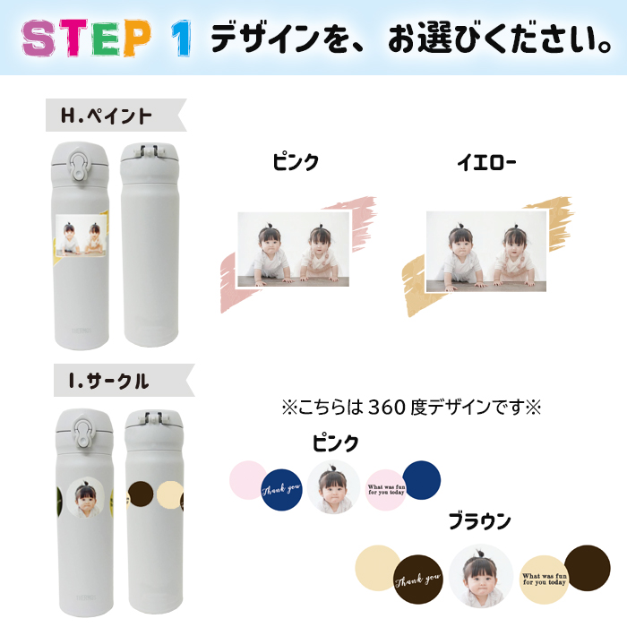 【simple line】 THERMOS 写真入りデザイン水筒 500ml / JNL-S500
